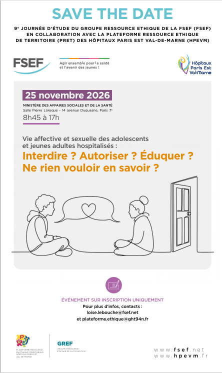 Docuement "save the date " de la journée éthique du 25 novembre au Ministère de la dsanté